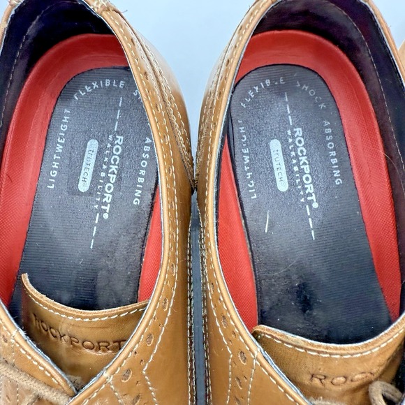 Rockport Walkability Oxford Shoes 13 Wingtip Brown Tan Leather Lite Comfortable - Picture 9 of 10